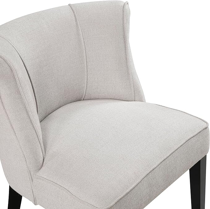 Lexicon Accent Chair Textured Fabric Upholstered Armless Seat with Solid Wood Legs Curved Back Comfy Side Chairs for Living Room/Bedroom/Office/Waiting Area Beige