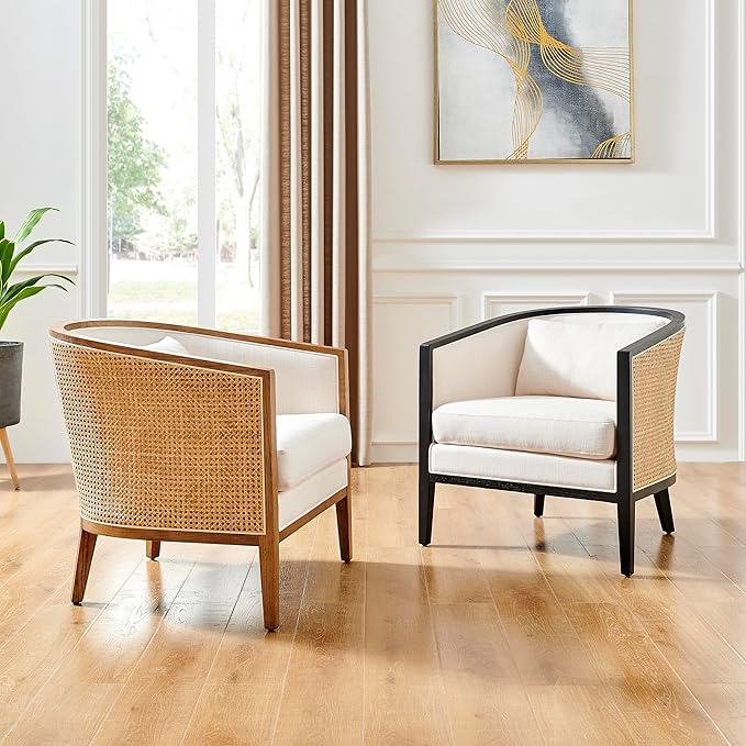 npd furniture and more Tillman Linen Accent Arm Chair w/Rattan