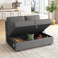 HONBAY Storage Loveseat for Modular Sleeper Sofa with Pull Out Bed Double Seat with Storage for Couch Bed Dark Grey