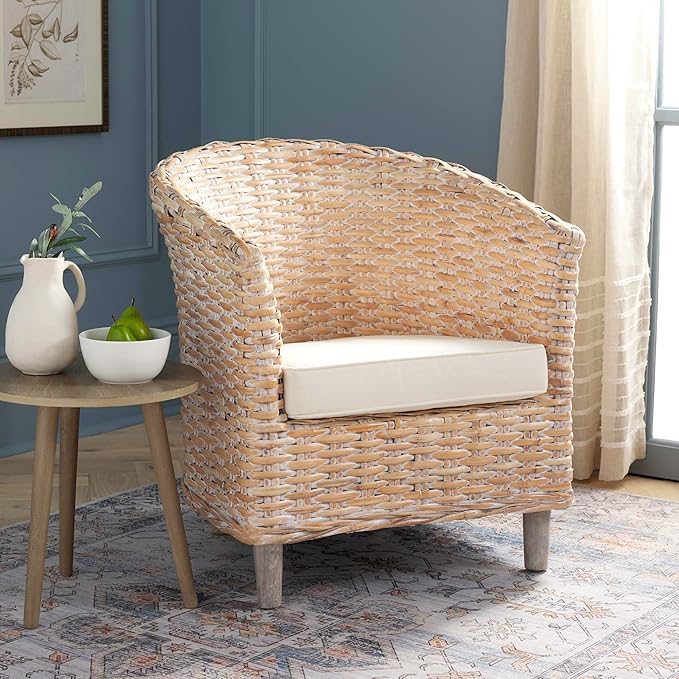 Safavieh Home Omni 18-inch Natural White Wash Rattan Barrel Chair