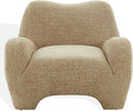 SAFAVIEH Couture Collection – Randal Light Brown Chenille Accent Chair Fully Assembled Upholstered Lounge Seating with Curved Arms (SFV4878C)