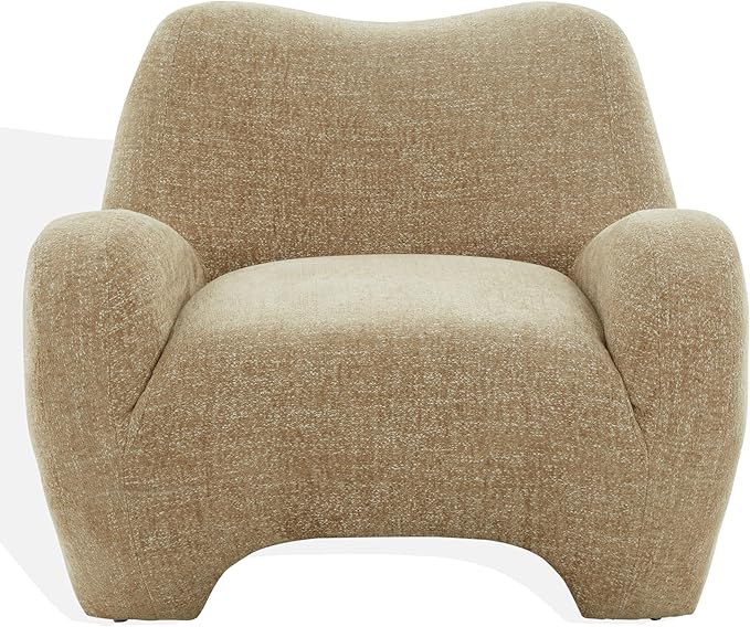 SAFAVIEH Couture Collection – Randal Light Brown Chenille Accent Chair Fully Assembled Upholstered Lounge Seating with Curved Arms (SFV4878C)