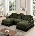 107'' Elegant U Shaped Chenille Mid Century Sectional Sofa Comfy Oversized 5 Seater Cloud Couch with Flared Arms and 2 Ottomans for Living Room