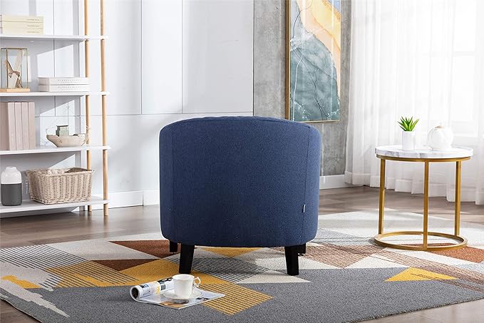 Barrel Chairs with Soft Padded Armrest Club Chairs with Nailheads and Solid Wood Legs for Living Room Bedroom Waiting Room (Linen)