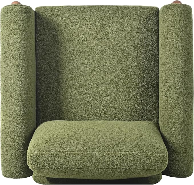 Oversized Accent Chair Upholstered Living Room Chairs Single Sofa Chair with Walnut Legs Curved handrail Green