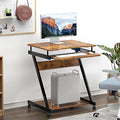 sogesfurniture Retro Computer Desk Small Mobile Workstation with Keyboard Tray Printer Shelf &amp Storage 23.6x18.9x28.7 inches Engineered Wood for Home and Office