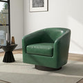 Swivel Barrel Chair Modern Round PU Leather Accent Armchair for Living Room Bedroom Oversized Comfy Club Reading Chairs for Adults (Leather Green Set of 1)