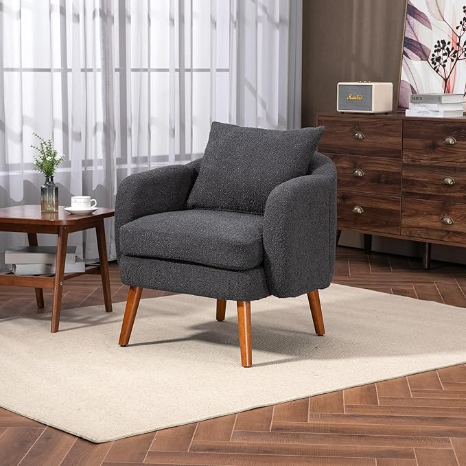 Wood Frame Armchair Modern Accent Chair Lounge Chair for Living Room