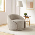 VANOMi 360 Degree Swivel Barrel Chair Modern Living Room Chairs with Armrest Cozy Reading Chair for Adults Small Space Living Room Camel