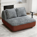 Hobestluk Small Couches for Small Spaces42” Mini Loveseat Sofa 2-Seater Armless Sofa Chair with Side Pocket for Living RoomBedroomDormOffice (Terracotta+Grey)