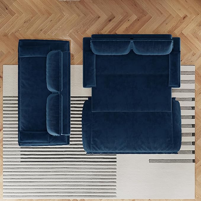 3 in 1 Convertible Queen Sleeper Sofa Bed Comfy Pull Out Futon Couch Bed 73.2 Modern Velvet Recliner Loveseat Sofa Multi-Functional Blue Cloud Couch for Living RoomApartmentOffice (Blue 73.2)