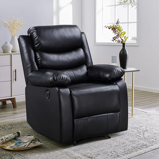 Black Power Recliner with Pillowtop Arms - Modern Living Room Chair