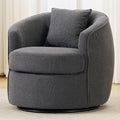 Swivel Barrel Chairs 32 Inches Wide No Assembly Round Upholstered Armchairs Accent Chairs Single Sofa Chair for Living Room (Dark Grey Set of 1)