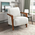 Lexicon Modern Accent Chair with Solid Wood Frame in Chestnut Finish Chenille Fabric Upholstered Living Room Lounge Arm Chair Thick and Comfy Innerspring Seat Cushion Beige