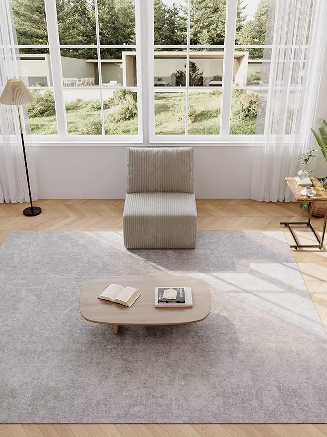 Boneless Cloud Sectional Couch for Living Room Compressed Modular L-Shaped Sofa with Deep Seat Frameless Corduroy Couch in Boxes No Assembly Required Grey Middle