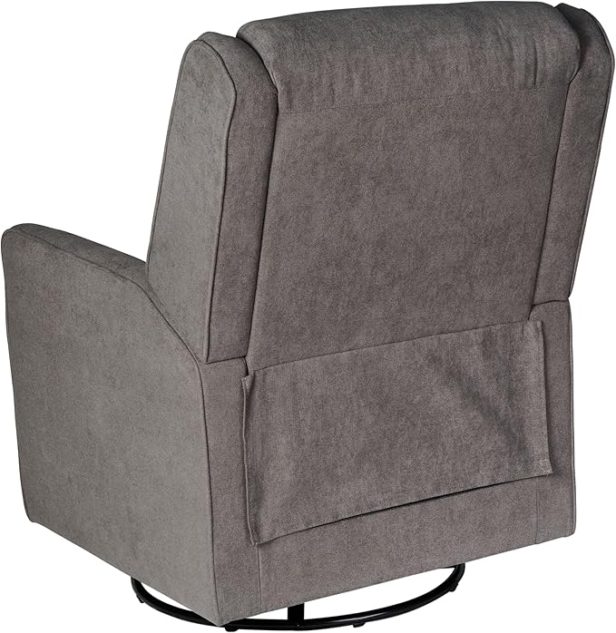 Flash Furniture Cash Swivel Glider Rocking Recliner Manual Recliner with 360 Degree Swivel for Living Room Bedroom or Nursery Fabric Upholstered Dark Gray