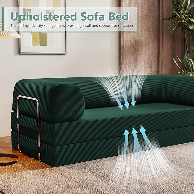 78.8 Convertible Sofa Bed 4-in-1 Folding Sleeper Couches Frameless SofaPull Out Couch Memory Foam Floor SofaNo Assembly Boneless Couch for Living Room