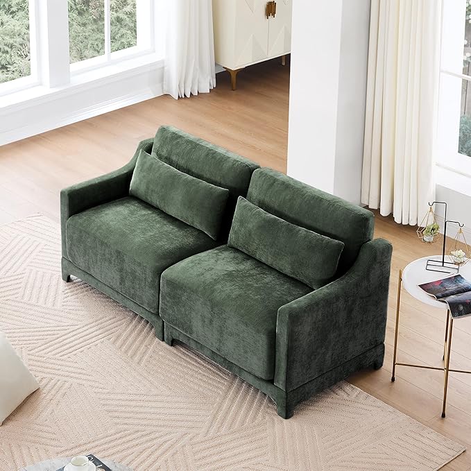 Livavege 73.2 Loveseat Sectional Sofa Modern 2 Seater Love Seat Couches for Living Room Upholstered Deep Seat Couch with Thick Cushions &amp Solid Wood Frame for Small Space Bedroom ApartmentGr