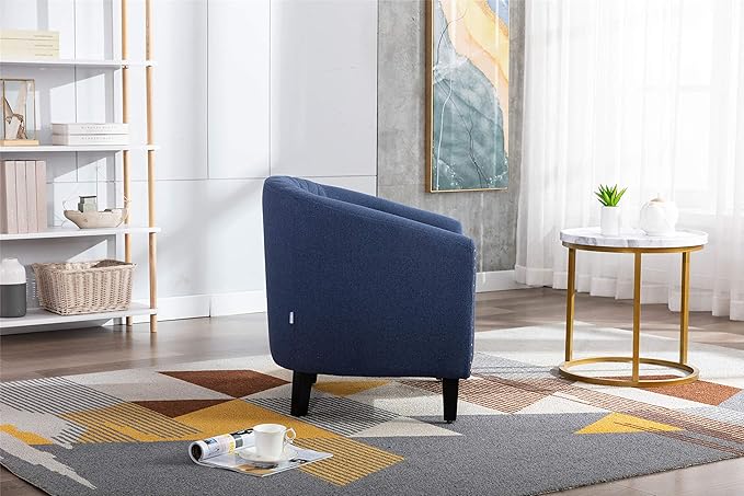 Barrel Chairs with Soft Padded Armrest Club Chairs with Nailheads and Solid Wood Legs for Living Room Bedroom Waiting Room (Linen)