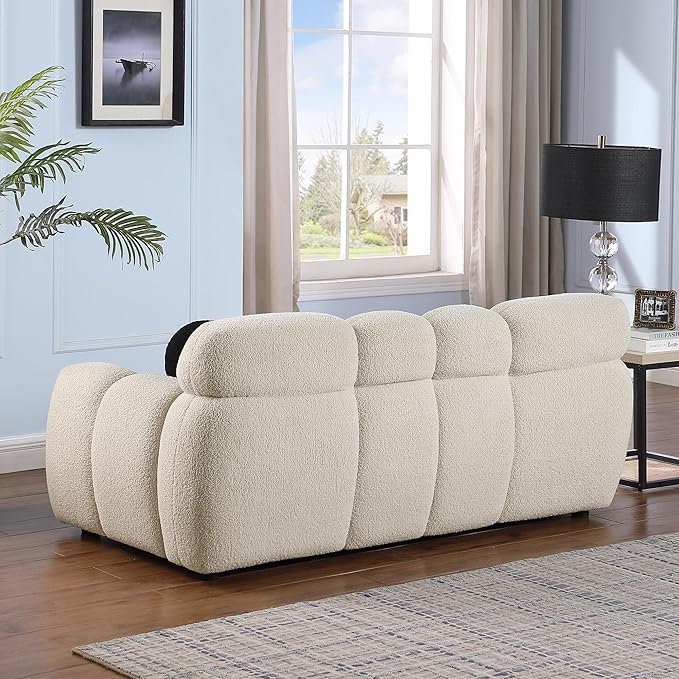 GNIXUU 65” Boucle Cloud Sofa Modern Tufted loveseat Sofa Couch with 2 Pillows Comfy Marshmallow Couches for Small Space Bedroom Apartment Office(Beige)