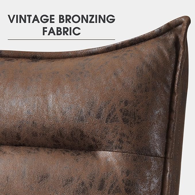 MCombo Wingback Accent Chair with Ottoman Modern Bronzing Fabric Upholstered Club Chair for Small Space Living Room 4400 (Dark Brown)