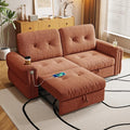 77.2 Inch Convertible Sofa Bed: 2-in-1 Multi-Functional Sleeper Sofa with Modern Chenille Fabric Perfect for Living Rooms Bedrooms Apartments and Home Offices Dark (Orange)