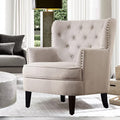 Rosevara Atlas Mid-Century Modern Accent Chair - Upholstered Tufted Armchair with Soft Cushion for Living Room Bedroom &amp Small Spaces