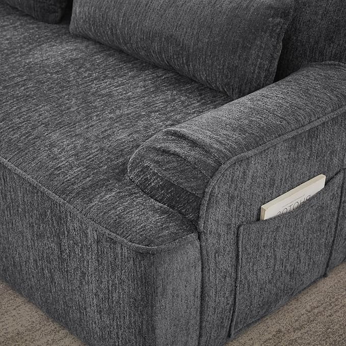 KEIKI 102 Chenille Couch Elegant Cloud Couch Sectional for Office Lounge or Studio Oversized L-Shape Modular Chenille Sofa No Assembly Needed