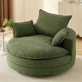 Merax 360° Swivel Sofa Chair 57.5 Swivel Accent Barrel Chair with Dual-Layer Cushion Design Modern Corduroy Leisure Sofa Round Chaise Lounge with 3 Removable Pillows for Living Room Bedroom