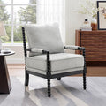 Roundhill Furniture Belvoir Upholstered Spool Accent Chair with Turned Wood Frame Gray with Black Finish