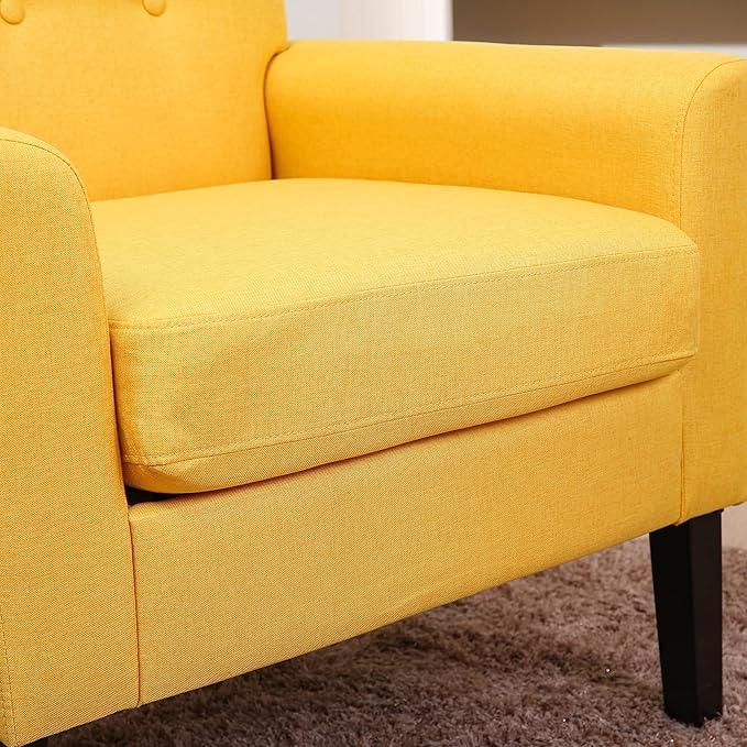 Generic Fabric Accent Chair for Living Room Bedroom Button Tufted Upholstered Comfy Reading Accent Chairs SofaYellow