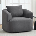 Swivel Accent Chair 360° Rotating Barrel Chair with Teddy Fleece Upholstery &amp High-Resilience Sponge Cushion Easy Assembly Single Sofa for Living Room Bedroom or Apartment (Dark Grey)