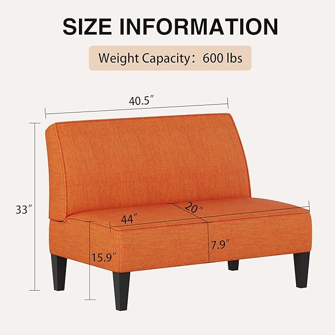 ALISH Small Loveseat Sofa 2-Seater Sofa Couch with Wooden Legs for Bedroom Living Room Upholstered Mini Couch for Small Spaces