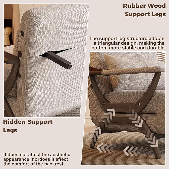JASIWAY Convertible Sleeper Chair 3-in-1 Convertable Fold-Out Chair Bed for Adults Futon Sofa Sleeper That Turn into Beds for Small Spaces Adjustable Backrest Walnut(76.4 D X 33 W)