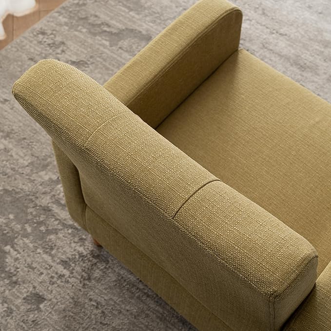 VKNOW Accent Chair Living Room Chair Upholstered Linen Armchair Sofa Chairs for Bedroom Living Room Mid Century Modern Comfy Reading ChairYellow Green