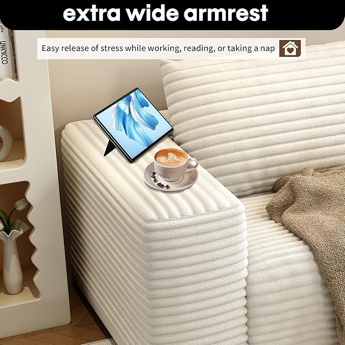 Modern Loveseat SofaModular Couch with Deep Seat Memory FoamComfy Small Cloud Couch for Small SpacesNo Assembly Required Sofa for Living RoomEfficient HomeBedroomOffice Apartment（63inchWhite）