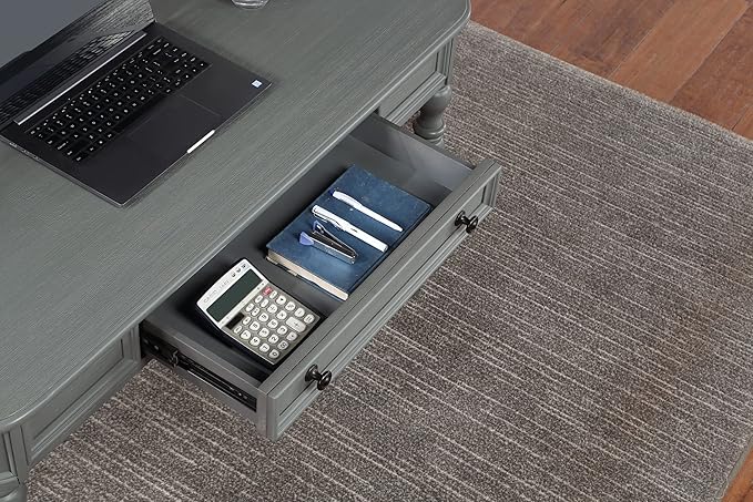 OSP Home Furnishings Country Meadows 48 Inch Writing Desk with Drawer Plantation Grey