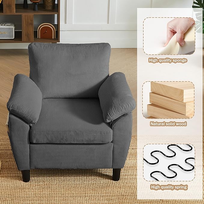 4 Pieces Corduroy Living Room Sets with Sofa Ottoman Loveseat and Chair