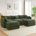 Modular Sectional Sofa 112.2 Inch U Shaped Couch Set with Armrests 3-Seater Comfy Cloud Couches with Movable Ottoman for Living Room Apartment Green