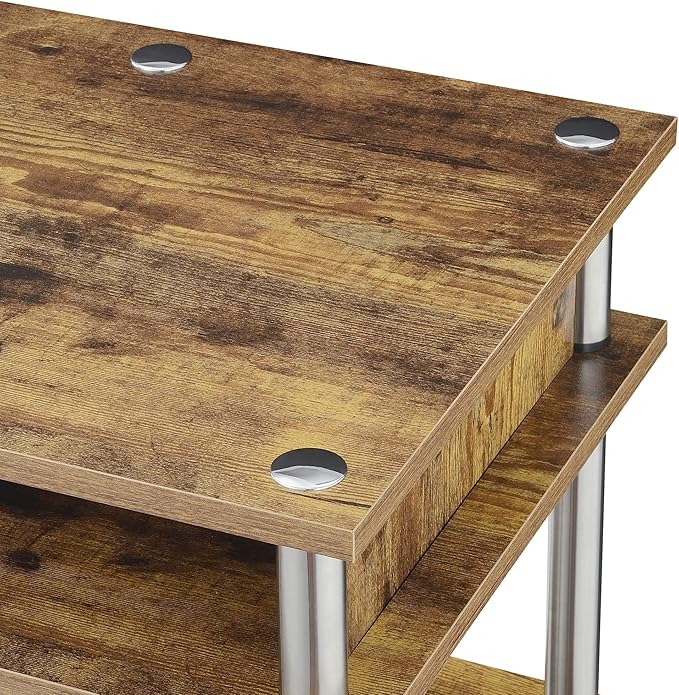 Convenience Concepts Designs2Go No Tools Desk Home Office Desk with Shelves Corner Shelf Vanity Desk Computer Desk Nail Table for Nail Tech - 47.25 L x 15.75 W x 30 H Barnwood