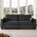 Modern Loveseat Sofa for Living Room Removable Cover Spring Cushions Solid Wood Frame Wide Armrest Corduroy Fabric Recliner Couches for Small Space (Black Corduroy 81 inch)