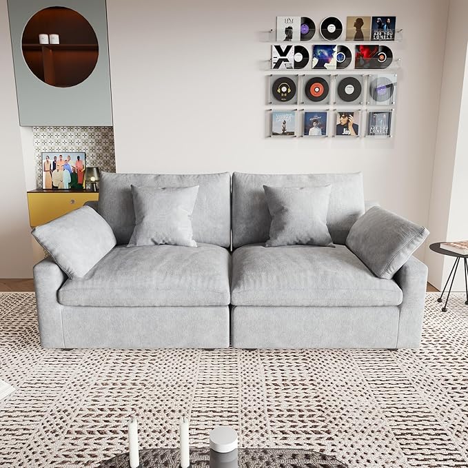 JACH Cloud Sectional Couches for Living Room Modern Convertible Modular Couch Love Seat Sofas Sofa Covers Removable Comfy Sectional Couch for Living Room Apartment (Light Grey)