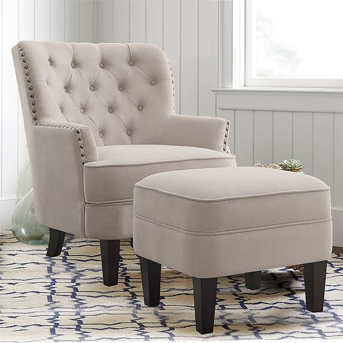 Rosevara Atlas Accent Chairs for Living Room Furniture Living Room Chairs Reading Chair for Room Arm Chairs for Living Room Comfy Chair for Bedroom Small Accent Chairs for Bedroom Velvet Natural