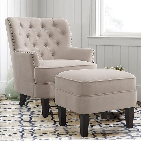 Rosevara Atlas Accent Chairs for Living Room Furniture Living Room Chairs Reading Chair for Room Arm Chairs for Living Room Comfy Chair for Bedroom Small Accent Chairs for Bedroom Velvet Natural