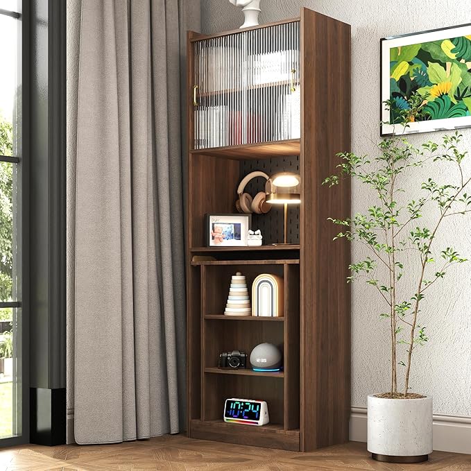Computer Desk with Glass Door Home Office DesksFolding Desk with StorageSpace-Saving Foldable Computer Desk for Small SpacesWriting Study Table for Home OfficeBedroomDormApartment