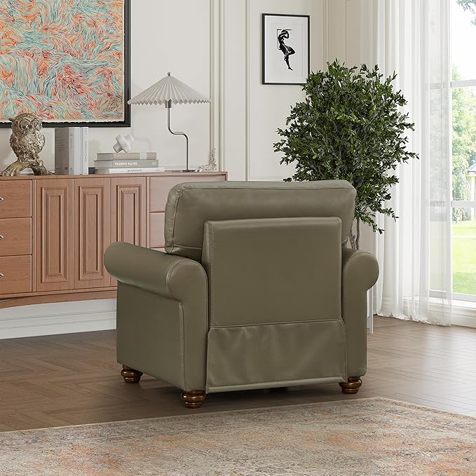 35'' Faux Leather ChairLiving Room Furniture Sofa Chair Rivet Decoration Leather Chair for Living Room Apply to Office and Home(Chair) Taupe