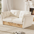 70 Loveseat Sofa with Storage Cotton and Linen Fabrics Modern Oversized Modular Sectional Cloud Couch with Armrest Pillow Easy Assembly for Small Spaces Ivory