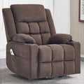 Swivel Rocker Recliner Chair for Adults with Massage and Heat Cup Holders and Side Pockets Glider Rocking Reclining Single Sofa Chair for Living Room (Cocoa)