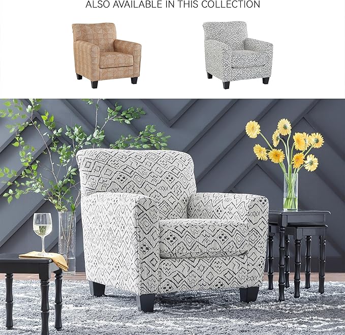 Signature Design by Ashley Hayesdale Modern Accent Chair with Removable Cushions and Tapered Legs Black &amp Gray