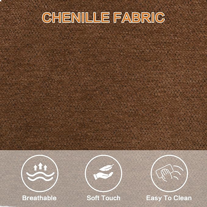 LSSBOUGHT Modern Loveseat and Chair Set Chenille Fabric Armchairs Accent Chair. Living Room Chair for Bedroom ApartmentSmall Space(Orange 1 Loveseat+1 Chair)